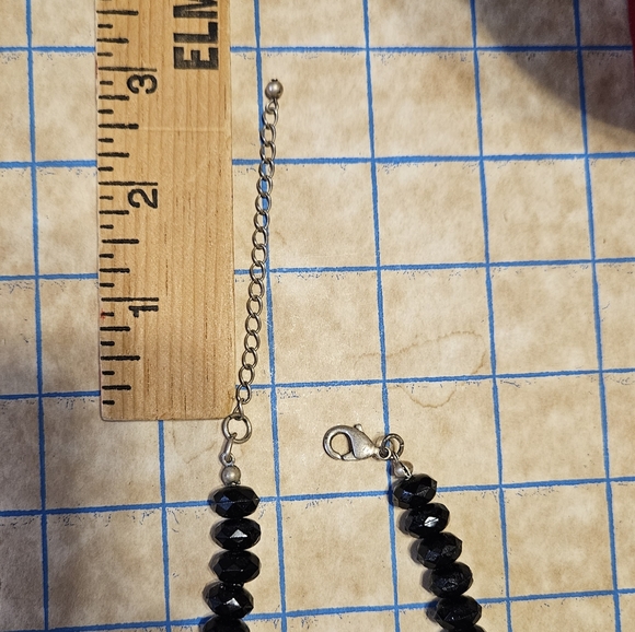 Vintage black acrylic and turquoise necklace.  Very pretty, in excellent shape. - Picture 2 of 6